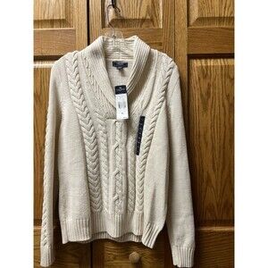 CHAPS NWTWomen's Cable-Knit Sweater XL Cream Pullover Cowl Neck